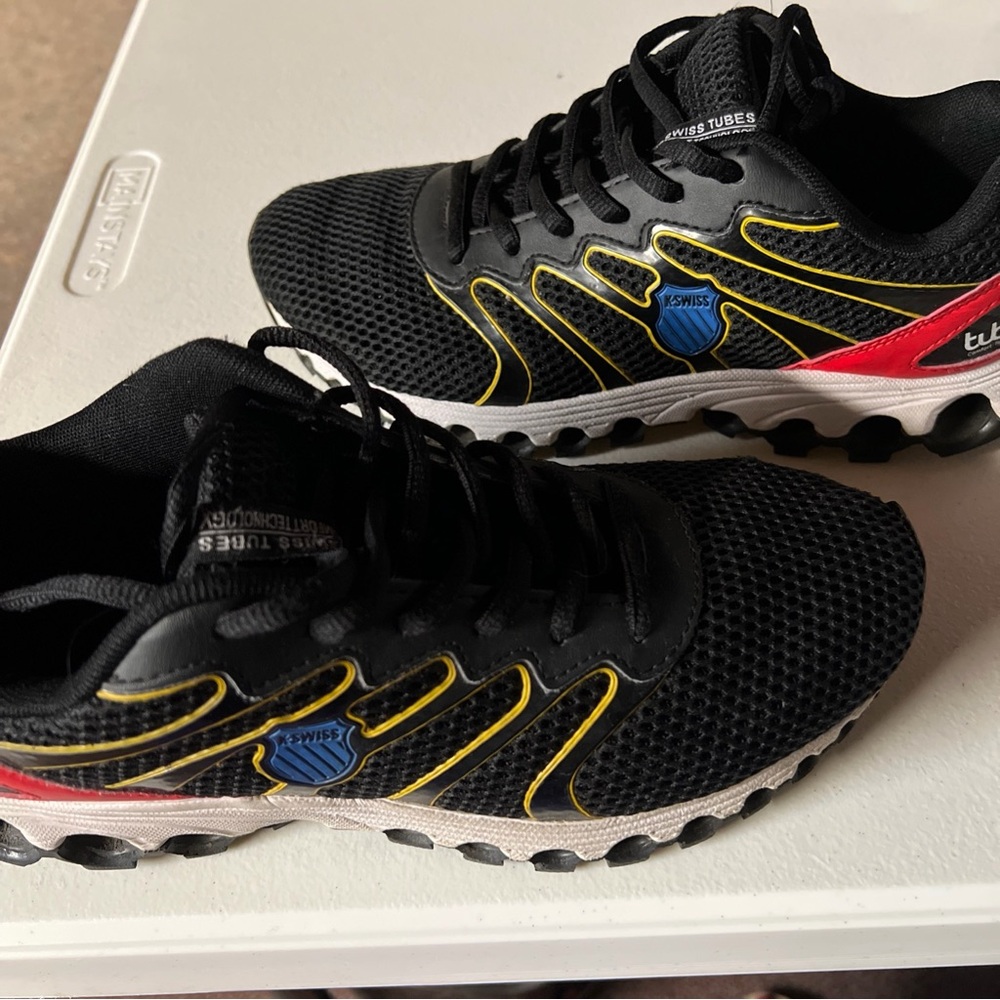 K-Swiss Men's Black, Yellow, and Red Athletic Shoes